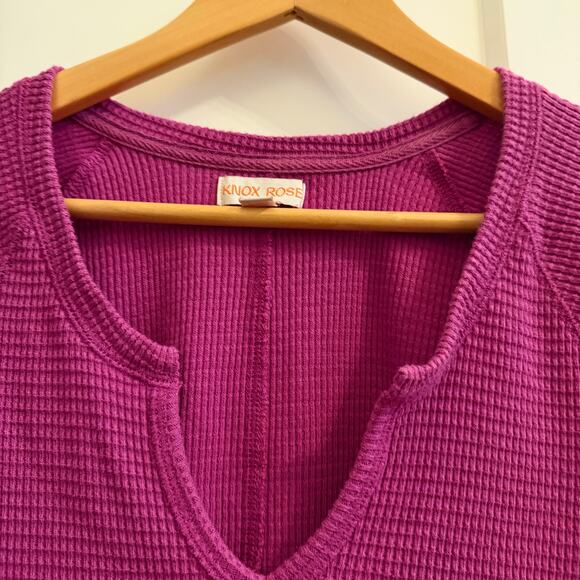 Knox Rose Fuchsia Pink Waffle Knit Long Sleeve Thermal Top XXL Layering Comfy - Picture 7 of 8